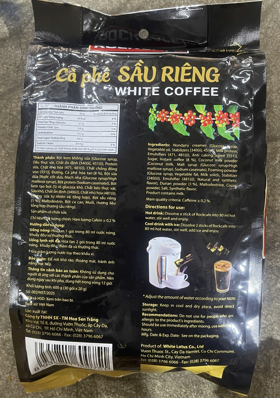 Cà phê sầu riêng Rockcafe 1kg